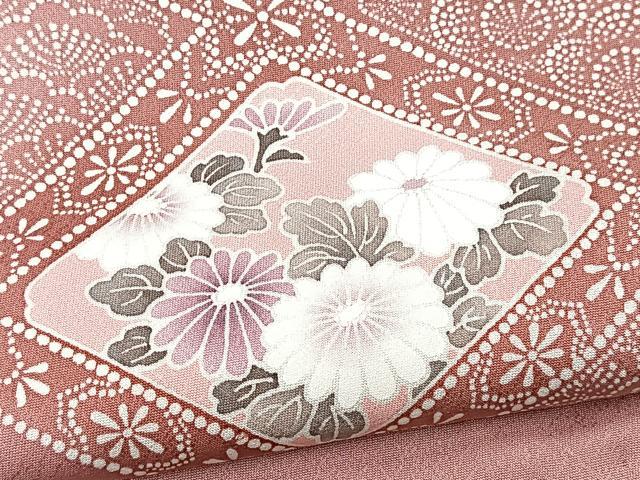 平和屋着物■訪問着 友禅 双鶴菱天井花文 正絹 逸品 BAAY5431yc