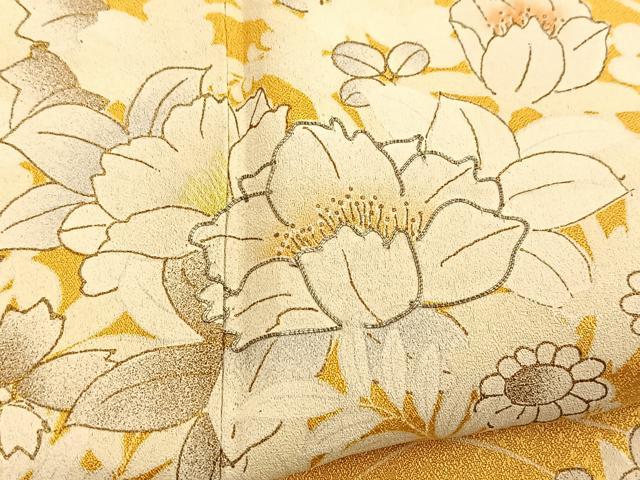平和屋着物■訪問着 銀駒刺繍 草花文 金銀彩 正絹 逸品 BAAY5405yc