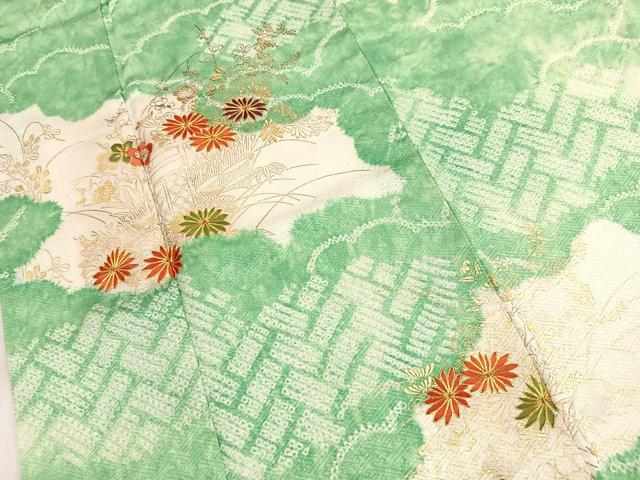 平和屋着物●訪問着 絞り 駒刺繍 雲取り花文 金彩 正絹 逸品 BAAY5421yc