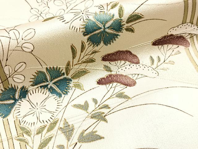 平和屋着物■上質な小紋 竹垣秋草文 金彩 正絹 逸品 BAAY5406yc