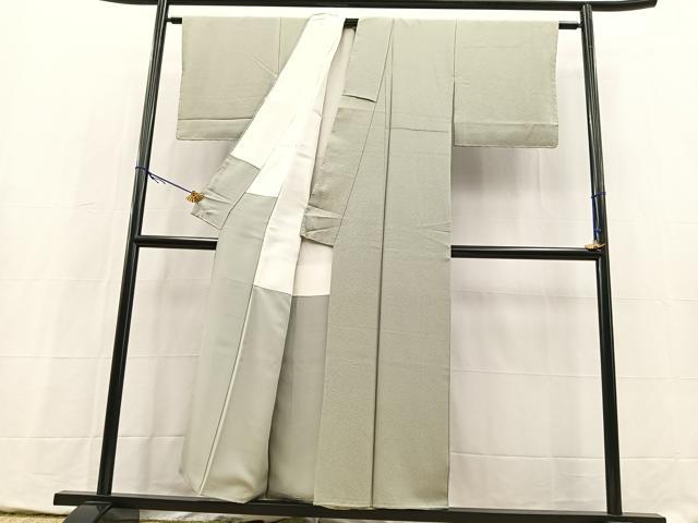 平和屋着物■上質な色無地 青白橡色 正絹 逸品 BAAY5424yc