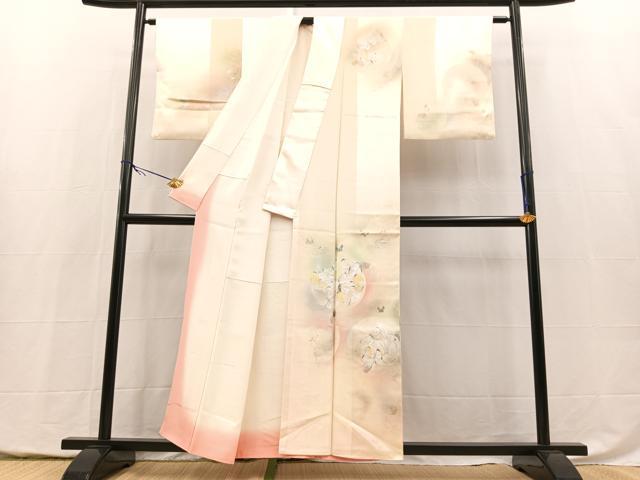平和屋着物●訪問着 手描き 舞蝶文 金銀彩 正絹 逸品 BAAY5412yc