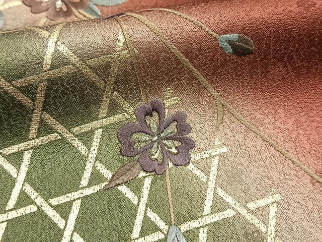 平和屋着物■色留訪問着 総刺繍 籠目花文 暈し染め 金彩 正絹 逸品 BAAY5407yc