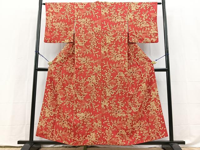 平和屋着物■上質な小紋 型染め 風景花文 正絹 逸品 BAAY5442yc