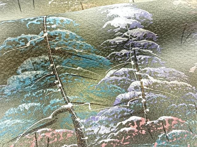 平和屋着物■訪問着 手描き 風景樹林文 金彩 正絹 逸品 BAAY5408yc
