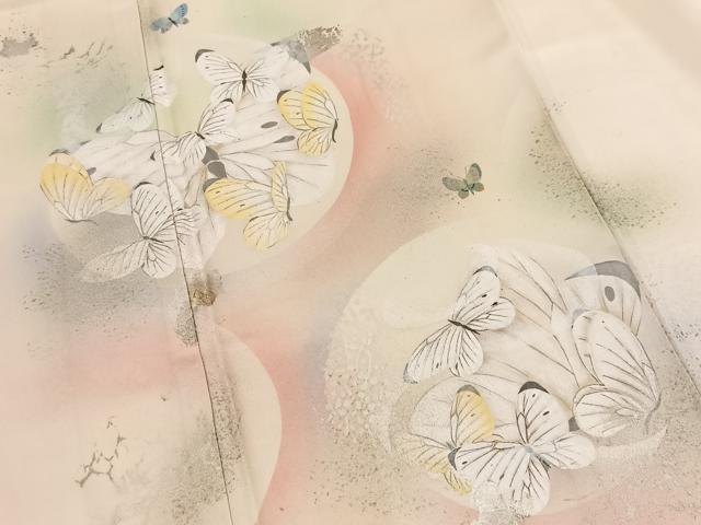 平和屋着物●訪問着 手描き 舞蝶文 金銀彩 正絹 逸品 BAAY5412yc