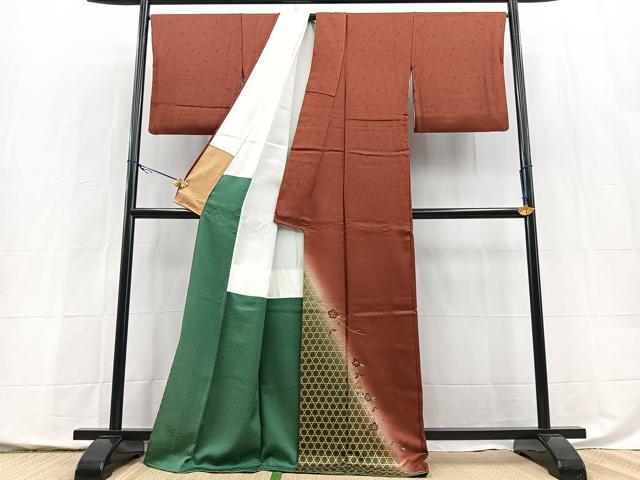平和屋着物■色留訪問着 総刺繍 籠目花文 暈し染め 金彩 正絹 逸品 BAAY5407yc