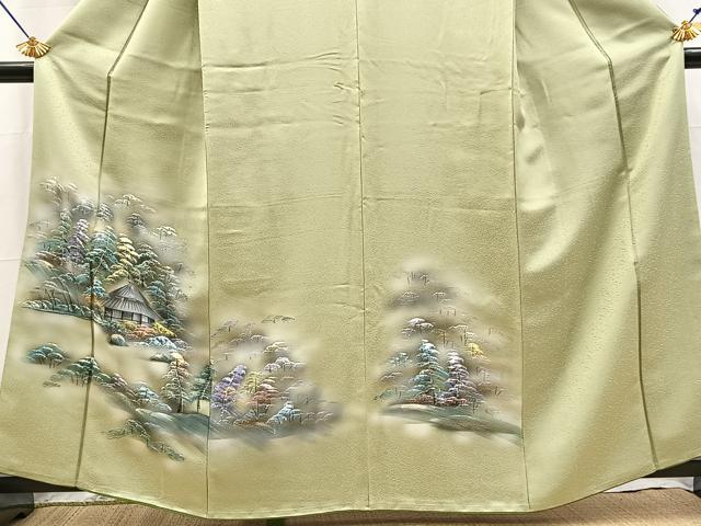 平和屋着物■訪問着 手描き 風景樹林文 金彩 正絹 逸品 BAAY5408yc