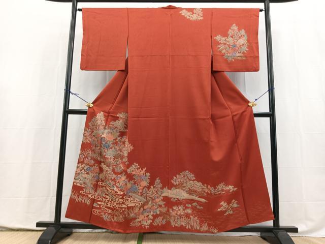 平和屋着物■訪問着 渡り橋花文 金銀彩 正絹 逸品 BAAY5411yc