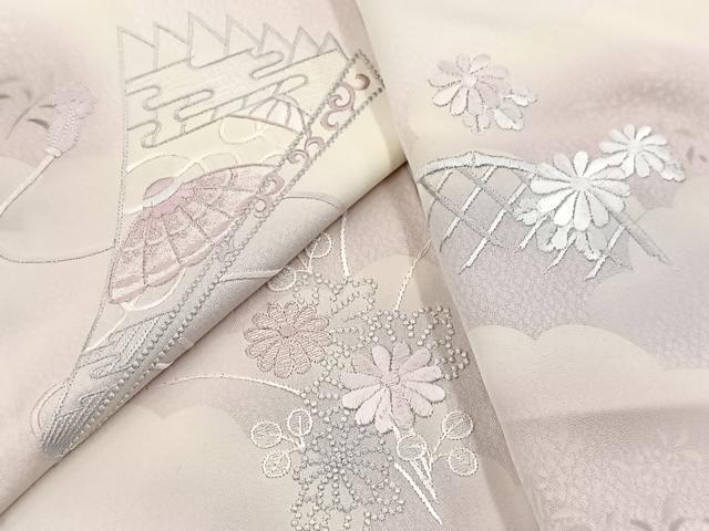 平和屋着物■訪問着 刺繍 檜扇宝尽くし花文 正絹 逸品 BAAY5441yc