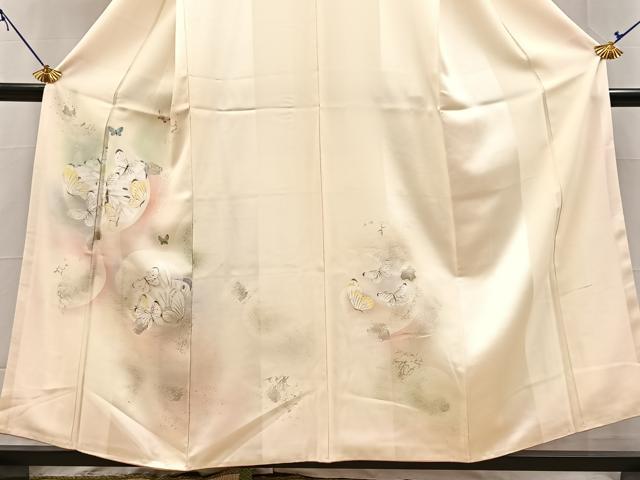 平和屋着物●訪問着 手描き 舞蝶文 金銀彩 正絹 逸品 BAAY5412yc