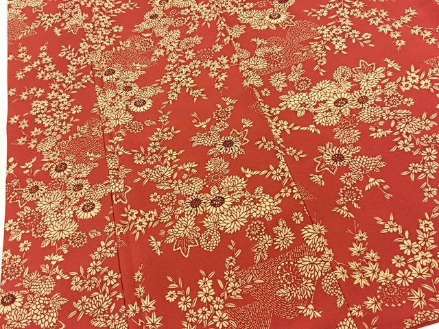 平和屋着物■上質な小紋 型染め 風景花文 正絹 逸品 BAAY5442yc