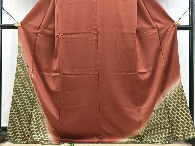 平和屋着物■色留訪問着 総刺繍 籠目花文 暈し染め 金彩 正絹 逸品 BAAY5407yc