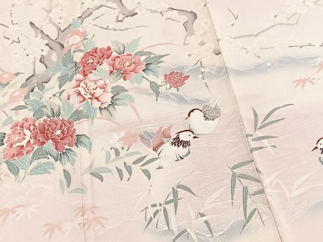 平和屋着物■訪問着 鴛鴦花文 暈し染め 金彩 正絹 逸品 BAAY5458yc