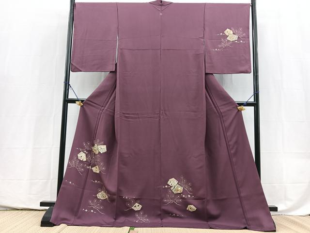 平和屋着物●訪問着 駒刺繍 切嵌花鳥文 ロング丈 正絹 逸品 BAAY5485yc