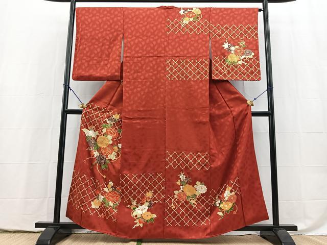 平和屋着物■訪問着 駒刺繍 松皮菱花文 金彩 正絹 逸品 BAAY5476yc
