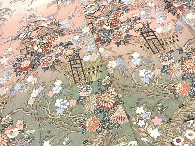 平和屋着物■訪問着 御所解花文 暈し染め 金彩 正絹 逸品 BAAY5486yc