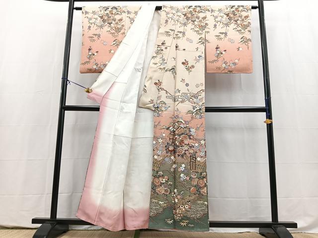 平和屋着物■訪問着 御所解花文 暈し染め 金彩 正絹 逸品 BAAY5486yc