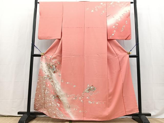 平和屋着物■訪問着 立波扇面花文 暈し染め 金銀彩 正絹 逸品 BAAY5483yc