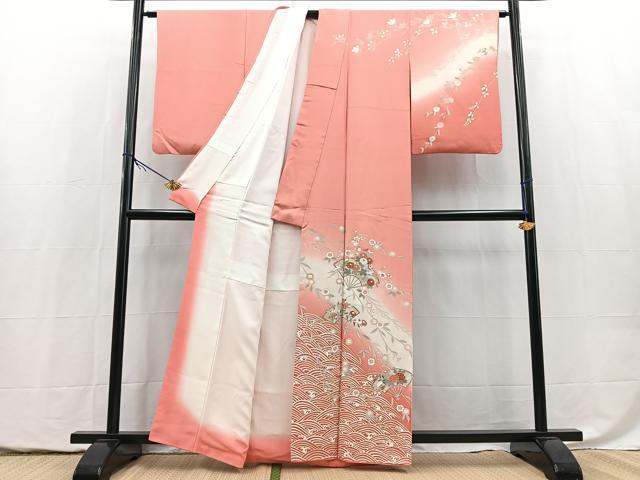 平和屋着物■訪問着 立波扇面花文 暈し染め 金銀彩 正絹 逸品 BAAY5483yc