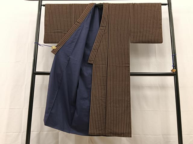 平和屋着物■男性 お召 縞 正絹 逸品 BAAY5448yc