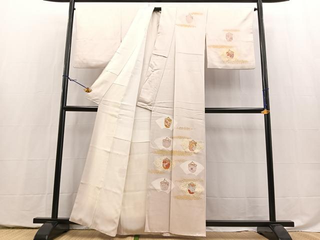 平和屋着物■訪問着 刺繍 地紙仕覆文 金彩 正絹 逸品 BAAY5460yc