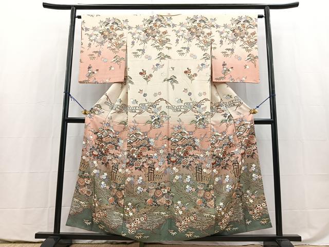平和屋着物■訪問着 御所解花文 暈し染め 金彩 正絹 逸品 BAAY5486yc