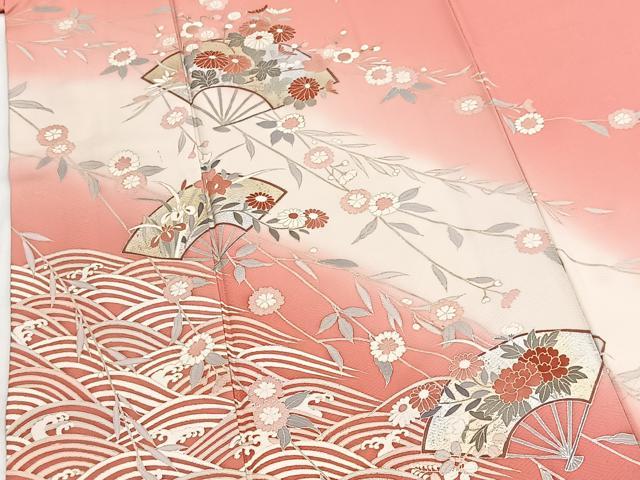 平和屋着物■訪問着 立波扇面花文 暈し染め 金銀彩 正絹 逸品 BAAY5483yc