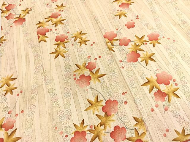 平和屋着物■上質な小紋 竹梅楓文 金彩 正絹 逸品 BAAY5459yc