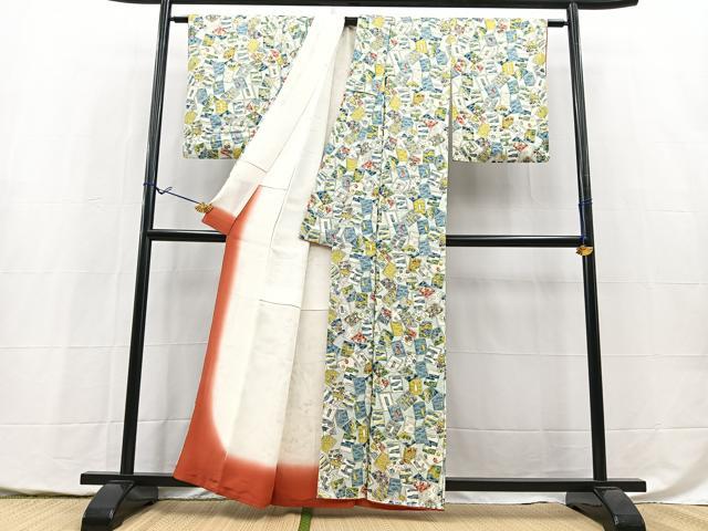 平和屋着物■上質な小紋 冊子尽くし 正絹 逸品 BAAY5445yc