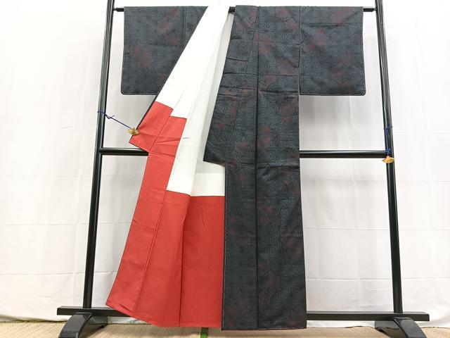 平和屋着物■本場大島紬 7マルキ 麻の葉文様 正絹 逸品 未使用 BAAY5474yc