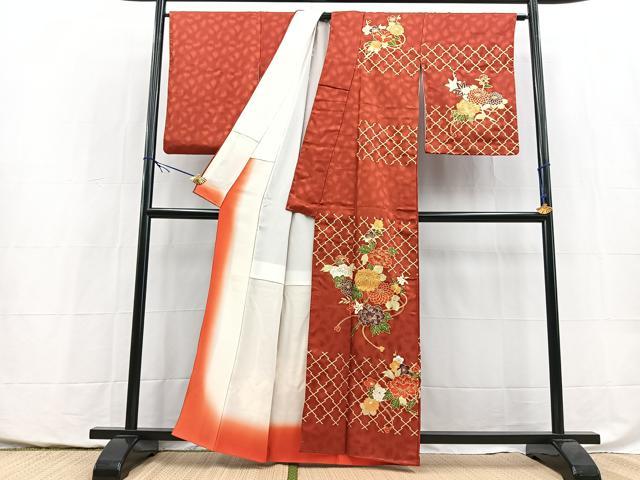 平和屋着物■訪問着 駒刺繍 松皮菱花文 金彩 正絹 逸品 BAAY5476yc