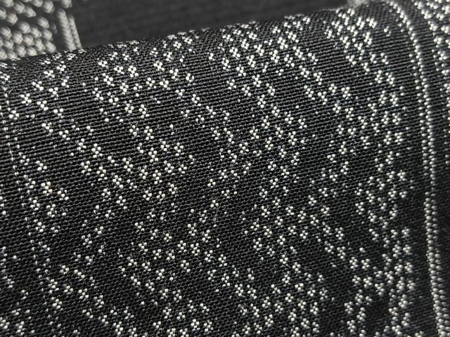 平和屋着物■上質な紬 アンサンブル 色紙重ね花文 黒地 正絹 逸品 BAAY5454yc