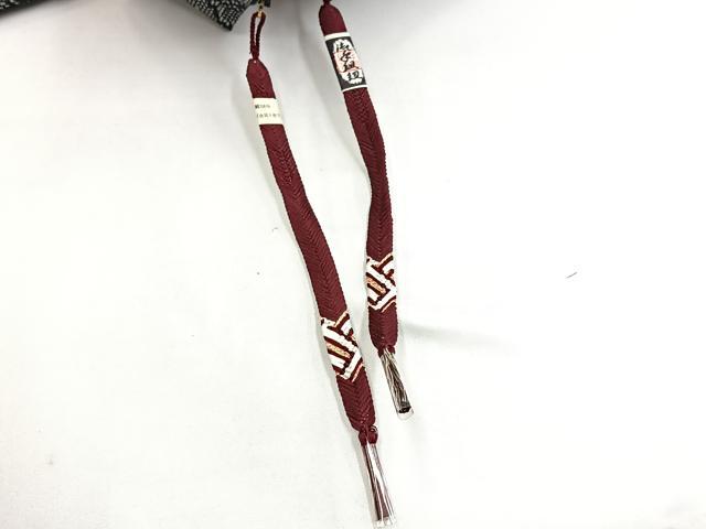 平和屋着物■上質な紬 アンサンブル 色紙重ね花文 黒地 正絹 逸品 BAAY5454yc