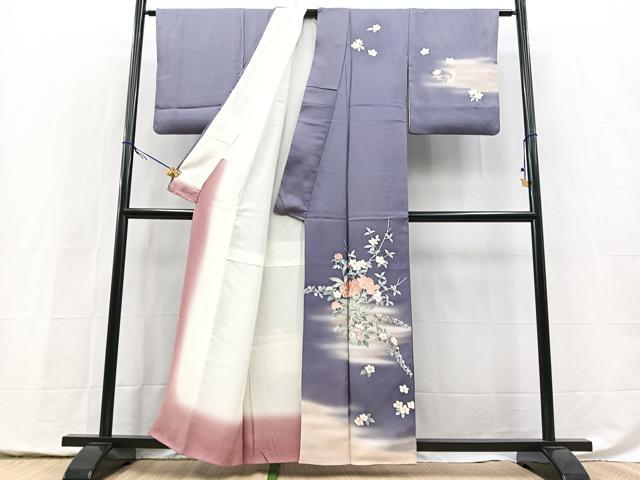 平和屋着物■訪問着 刺繍 陶器花文 暈し染め 金彩 正絹 逸品 BAAY5449yc