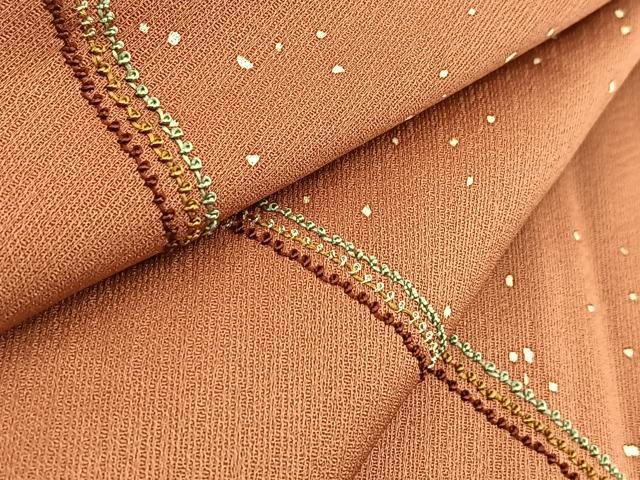 平和屋着物■中国三大刺繍 相良刺繍 訪問着 斜線文 正絹 逸品 BAAY5488yc