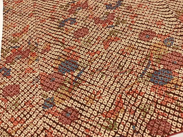 平和屋着物■上質な小紋 総絞り 草花文 正絹 逸品 BAAY5494yc