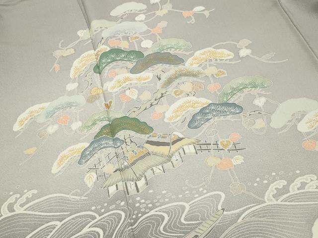 平和屋着物●訪問着 御所解飛鶴松文 暈し染め 金彩 正絹 逸品 CABK2432gh