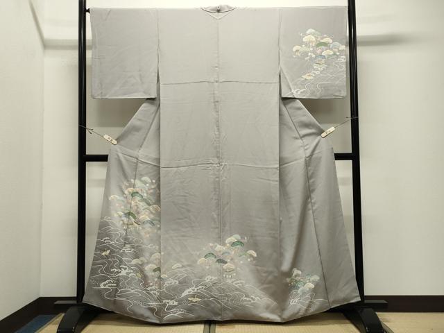 平和屋着物●訪問着 御所解飛鶴松文 暈し染め 金彩 正絹 逸品 CABK2432gh