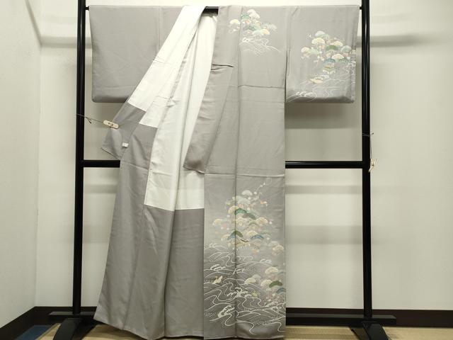 平和屋着物●訪問着 御所解飛鶴松文 暈し染め 金彩 正絹 逸品 CABK2432gh