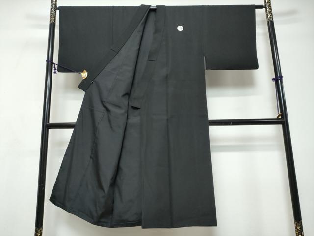 平和屋着物●男性 黒紋付 羽織・長襦袢(袷)セット 羽裏:松文 阪急百貨店扱い 正絹 逸品 DABI9123ud