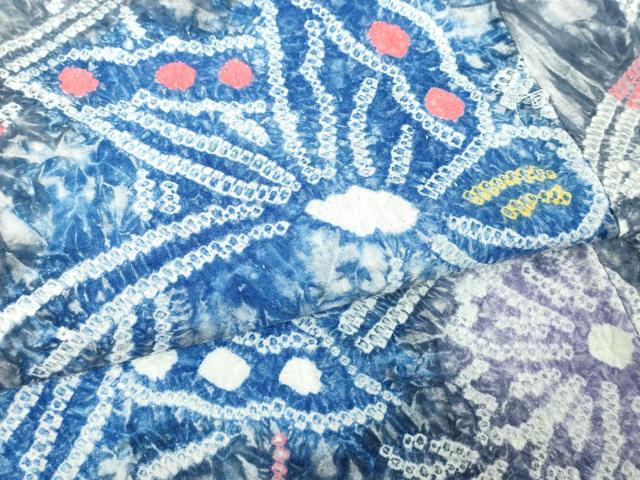 平和屋着物∴夏物 浴衣 有松鳴海絞り 花蝶文 綿 逸品 DABJ4016cd