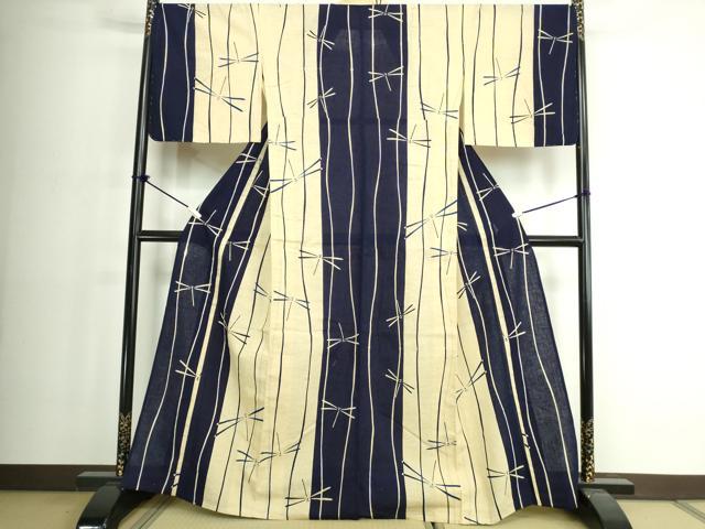 平和屋着物∴夏物 浴衣 注染 トンボ 綿 逸品 未使用 DABJ4045cd