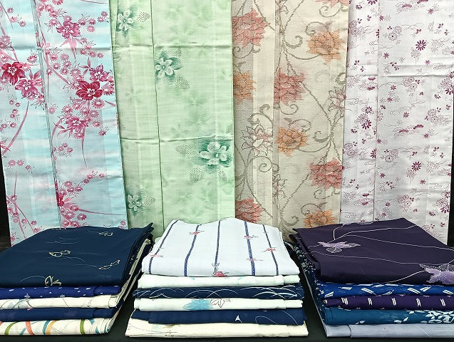 平和屋着物■夏物 小紋 絽 紗 洗える着物 まとめて20点 蝶 花柄 暈し染め 着用可能多数 mmm1377