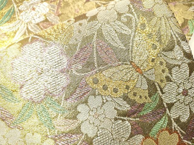 平和屋着物▼六通柄袋帯 花鳥文 金銀糸 正絹 逸品 DABI7597fe