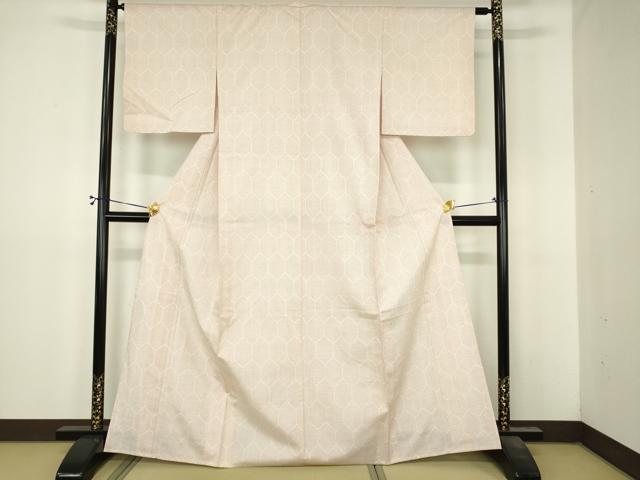 平和屋着物▽上質な紬 単衣 亀甲文 正絹 逸品 DABI4820sf