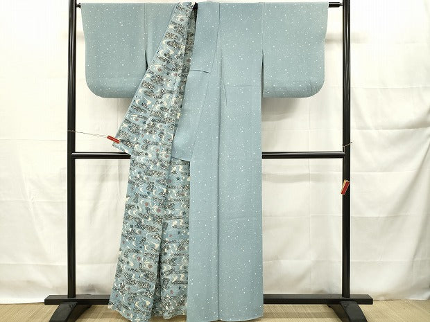 平和屋着物▽上質な小紋 単衣 無双 絽×絽 絽袷 丸文 正絹 逸品 DABI4841sf