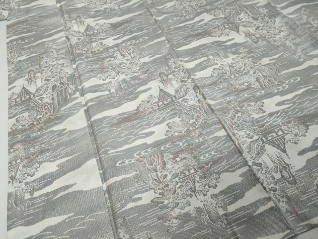 平和屋着物●本場大島紬 白大島 9マルキ 雲霞風景文 正絹 逸品 DABI9359ud