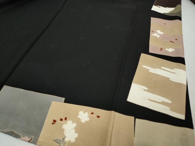 平和屋着物●訪問着 駒刺繍 色紙重ね風景花文 黒地 金銀彩 正絹 逸品 DABI9407ud