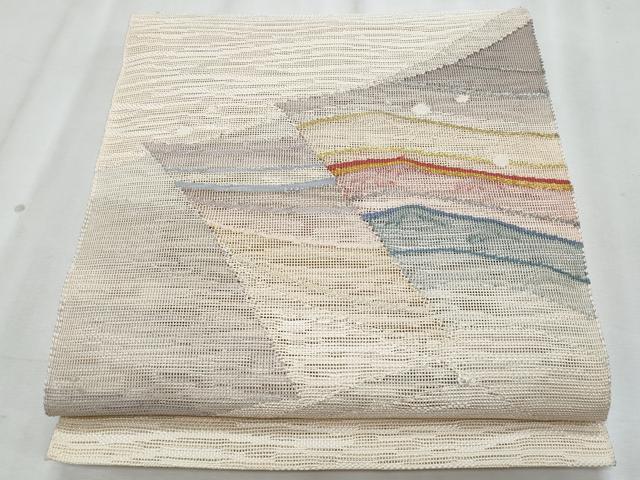 平和屋着物*夏物 八寸名古屋帯 抽象文様 金銀糸 正絹 逸品 CABL2166fb